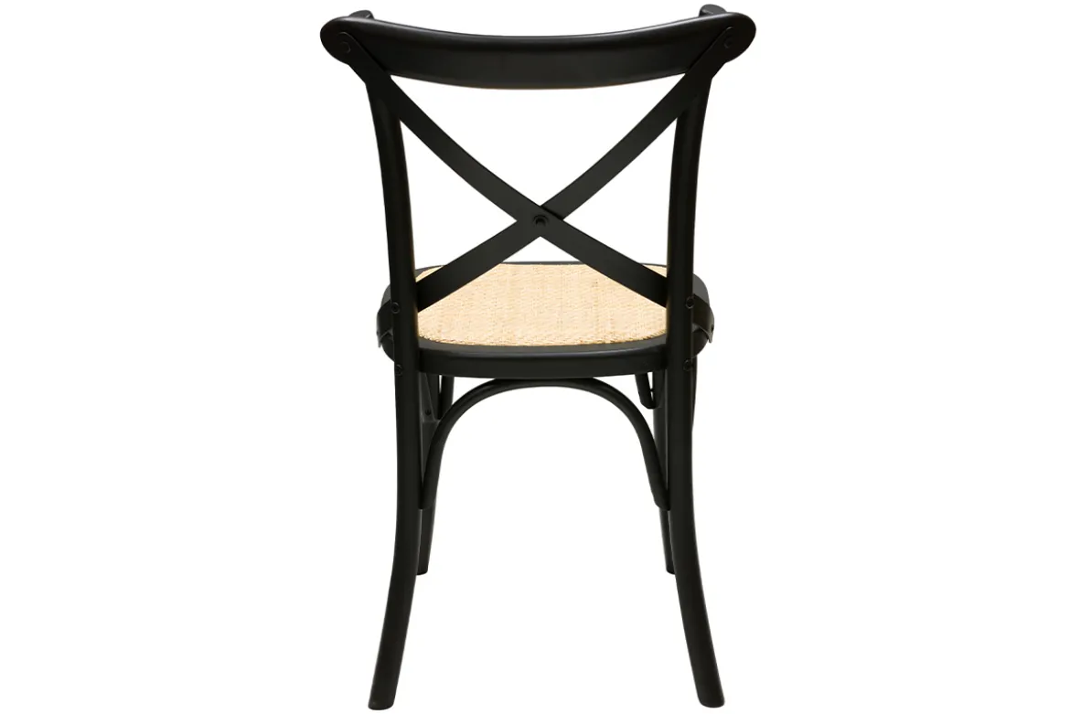 Chaises bistrot en bois noir et cannage en rotin (lot de 2) MARCEL