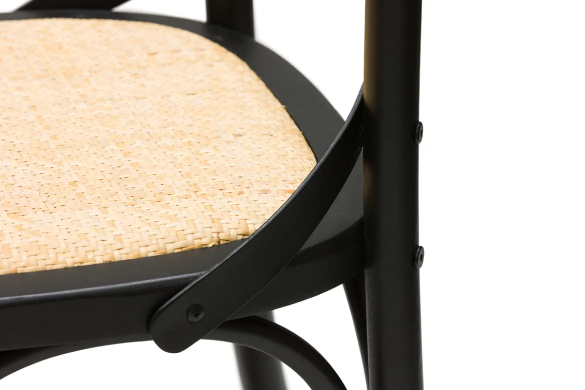 Chaises bistrot en bois noir et cannage en rotin (lot de 2) MARCEL