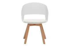 Chaise scandinave blanche et bois clair massif PRISMA