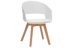 Chaise scandinave blanche et bois clair massif PRISMA