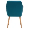 Chaise scandinave en tissu bleu canard et bois clair ALEYNA