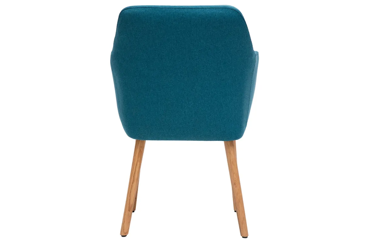 Chaise scandinave en tissu bleu canard et bois clair ALEYNA