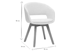Chaise scandinave en tissu effet laine bouclée blanc et bois clair massif PRISMA
