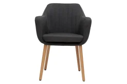 Chaise scandinave en tissu gris anthracite et bois clair ALEYNA