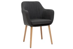 Chaise scandinave en tissu gris anthracite et bois clair ALEYNA