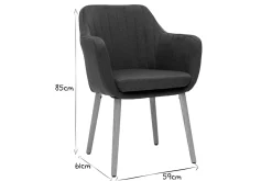 Chaise scandinave en tissu gris anthracite et bois clair ALEYNA