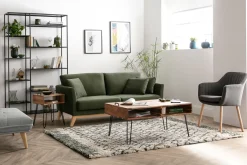 Chaise scandinave en tissu gris anthracite et bois clair ALEYNA