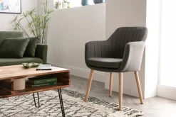 Chaise scandinave en tissu gris anthracite et bois clair ALEYNA