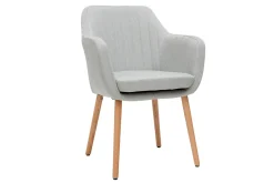 Chaise scandinave en tissu gris clair et bois clair ALEYNA