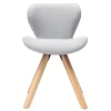 Chaise scandinave en tissu gris clair et bois clair ANYA
