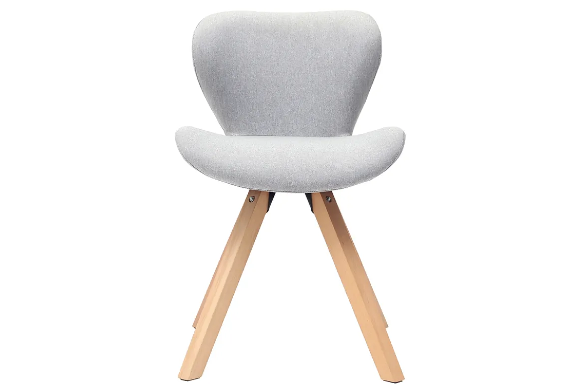 Chaise scandinave en tissu gris clair et bois clair ANYA