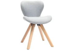 Chaise scandinave en tissu gris clair et bois clair ANYA