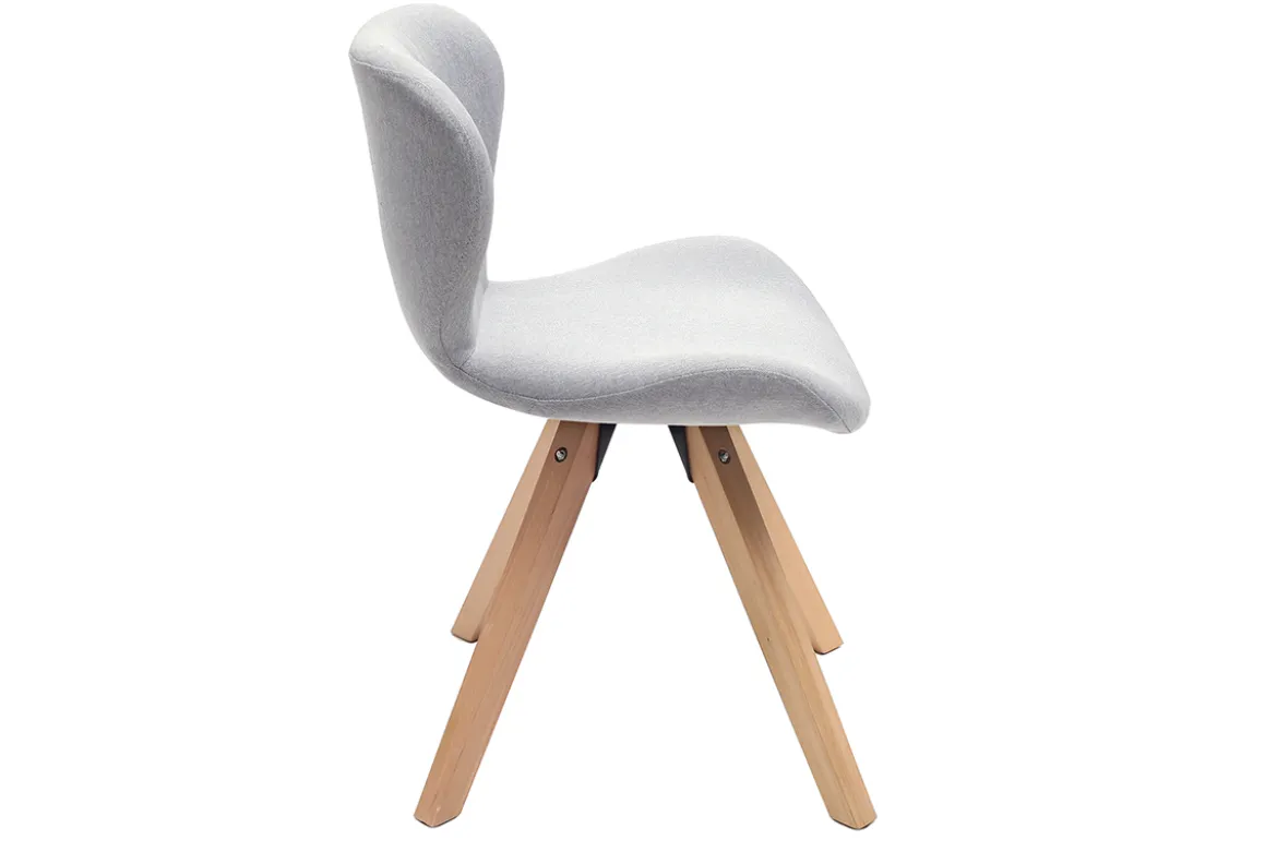 Chaise scandinave en tissu gris clair et bois clair ANYA