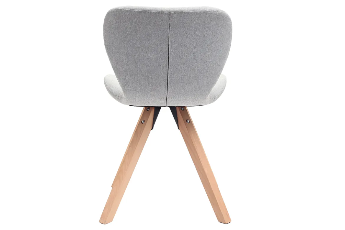 Chaise scandinave en tissu gris clair et bois clair ANYA