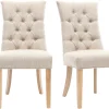 Chaises classiques en tissu lin naturel et bois clair massif (lot de 2) VOLTAIRE
