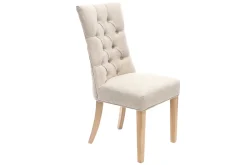 Chaises classiques en tissu lin naturel et bois clair massif (lot de 2) VOLTAIRE