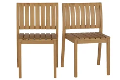 Chaises de jardin empilables en bois teck massif (lot de 2) TECKA