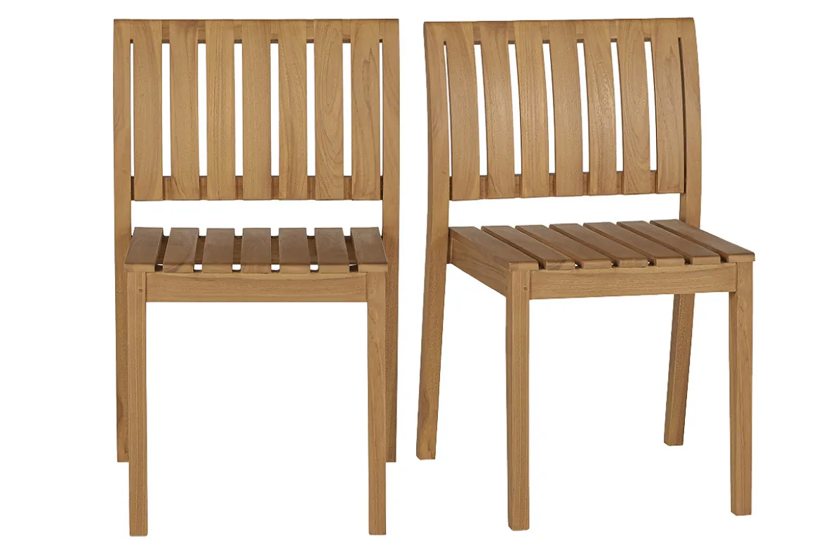 Chaises de jardin empilables en bois teck massif (lot de 2) TECKA