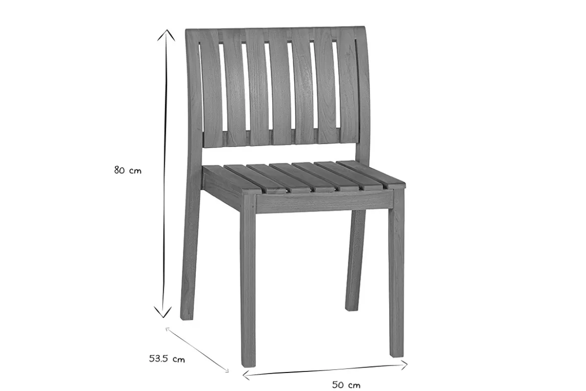 Chaises de jardin empilables en bois teck massif (lot de 2) TECKA