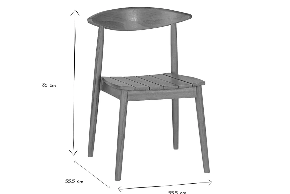 Chaises de jardin empilables en bois teck massif (lot de 2) SAGARA