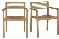 Chaises de jardin empilables en bois teck massif (lot de 2) KAYU