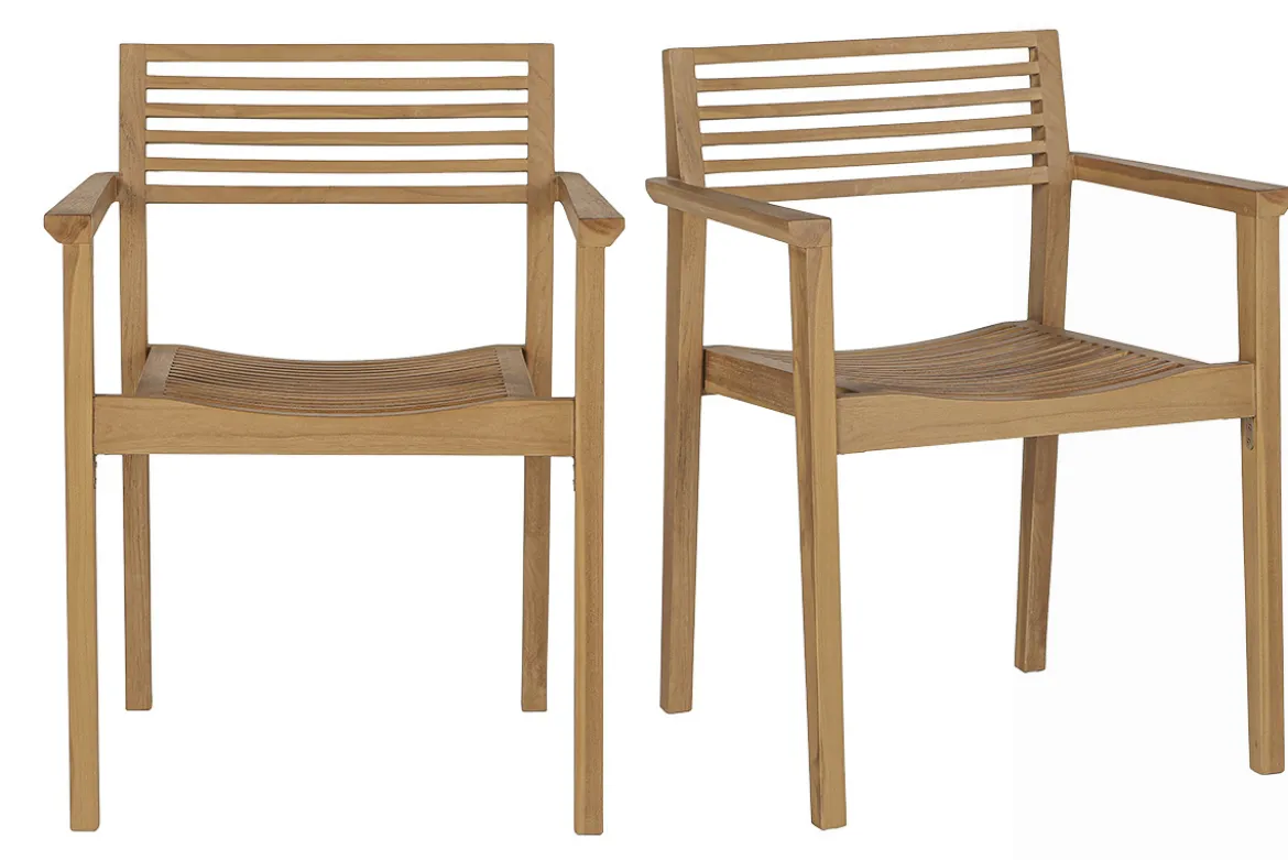 Chaises de jardin empilables en bois teck massif (lot de 2) KAYU
