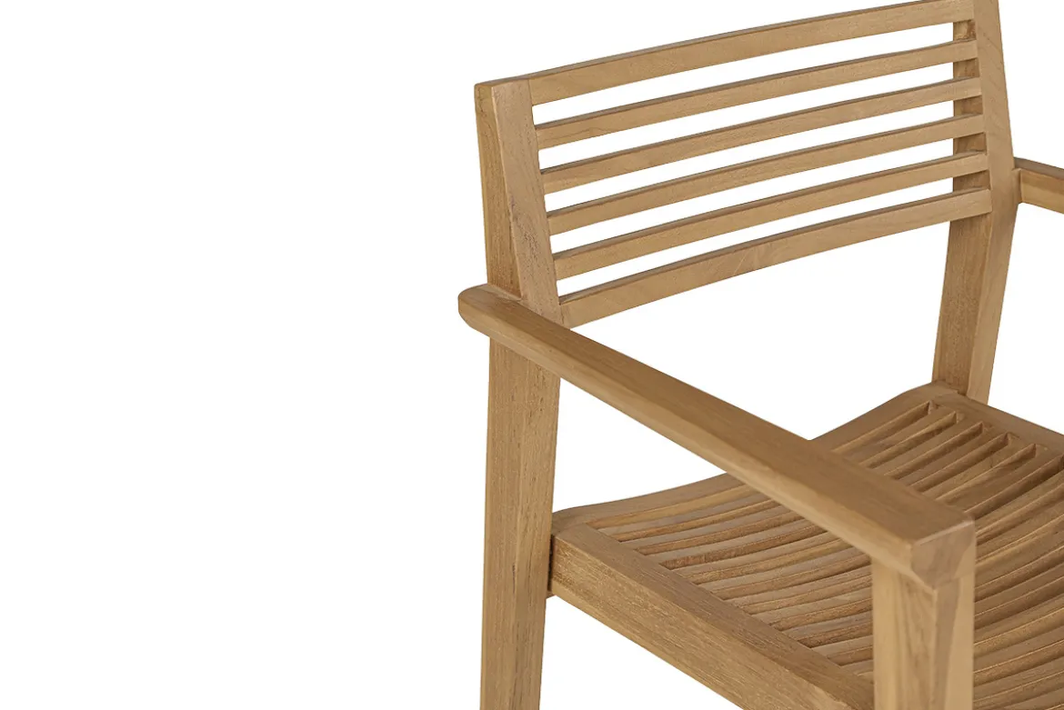 Chaises de jardin empilables en bois teck massif (lot de 2) KAYU
