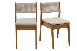 Chaises de jardin en bois massif et corde tressée (lot de 2) ZEPHYR