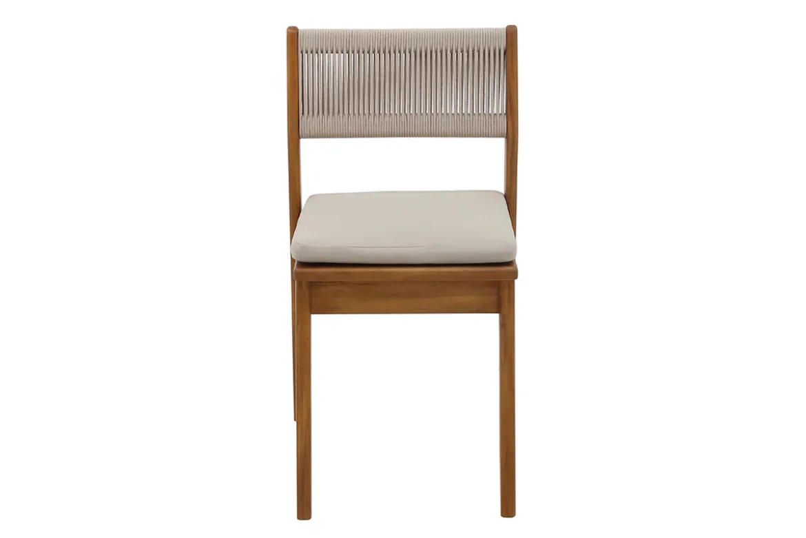 Chaises de jardin en bois massif et corde tressée (lot de 2) ZEPHYR