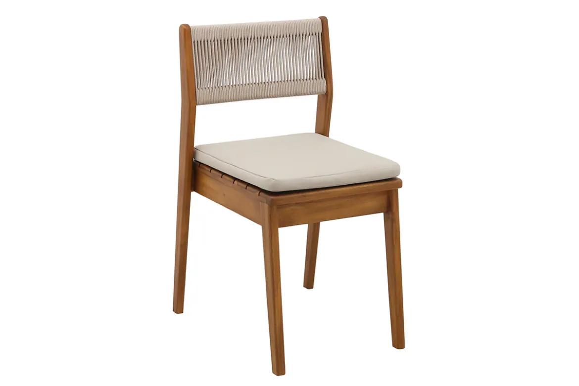 Chaises de jardin en bois massif et corde tressée (lot de 2) ZEPHYR