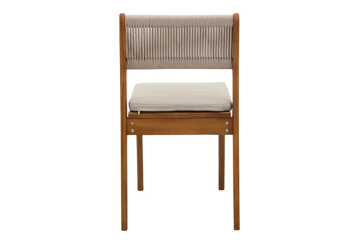Chaises de jardin en bois massif et corde tressée (lot de 2) ZEPHYR