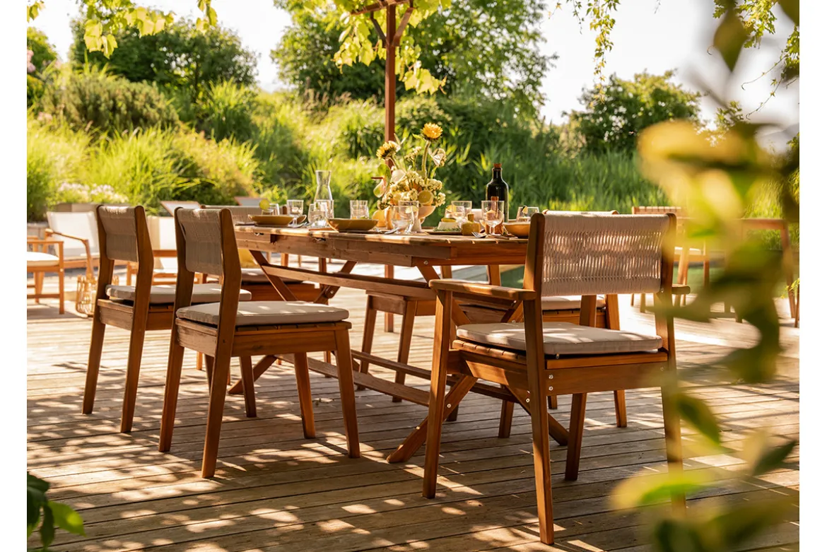 Chaises de jardin en bois massif et corde tressée (lot de 2) ZEPHYR