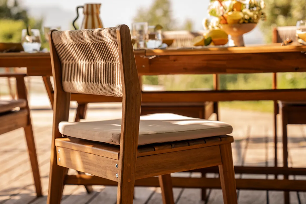 Chaises de jardin en bois massif et corde tressée (lot de 2) ZEPHYR