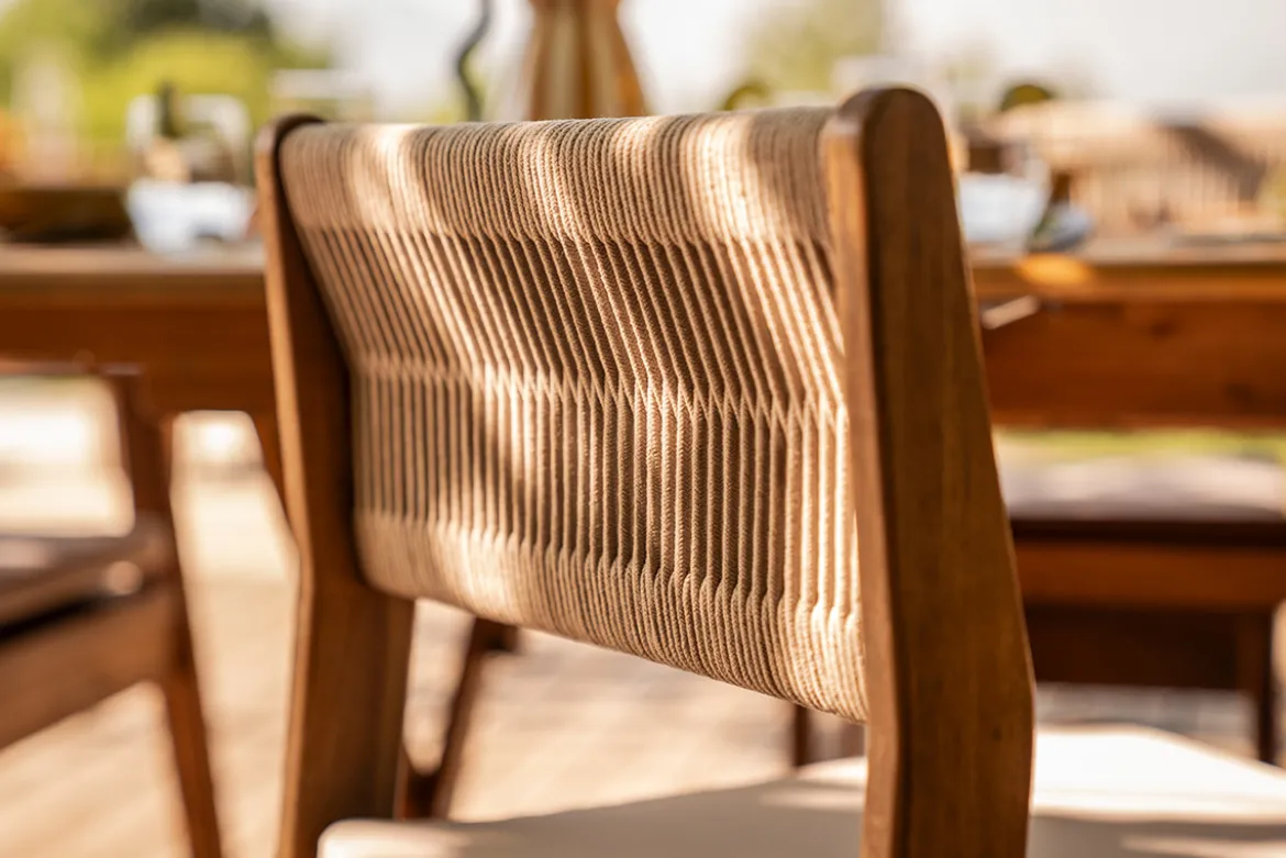 Chaises de jardin en bois massif et corde tressée (lot de 2) ZEPHYR