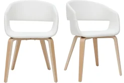 Chaises design blanc et bois clair (lot de 2) SLAM