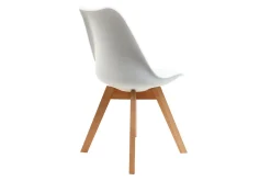 Chaises design blanc et bois clair massif (lot de 2) PAULINE