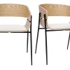 Chaises design bois clair et tissu chenille beige (lot de 2) WESS