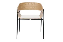 Chaises design bois clair et tissu chenille beige (lot de 2) WESS