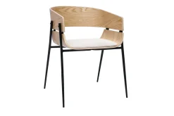 Chaises design bois clair et tissu chenille beige (lot de 2) WESS