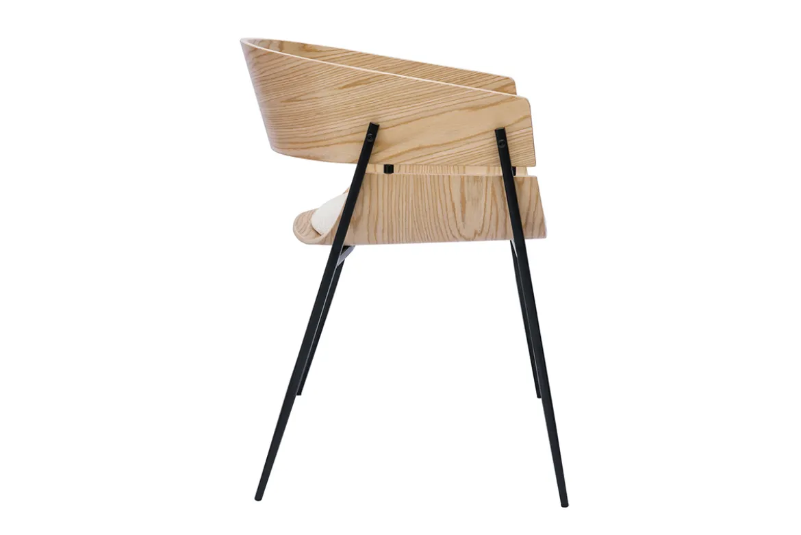 Chaises design bois clair et tissu chenille beige (lot de 2) WESS
