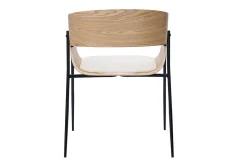 Chaises design bois clair et tissu chenille beige (lot de 2) WESS