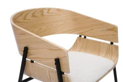 Chaises design bois clair et tissu chenille beige (lot de 2) WESS