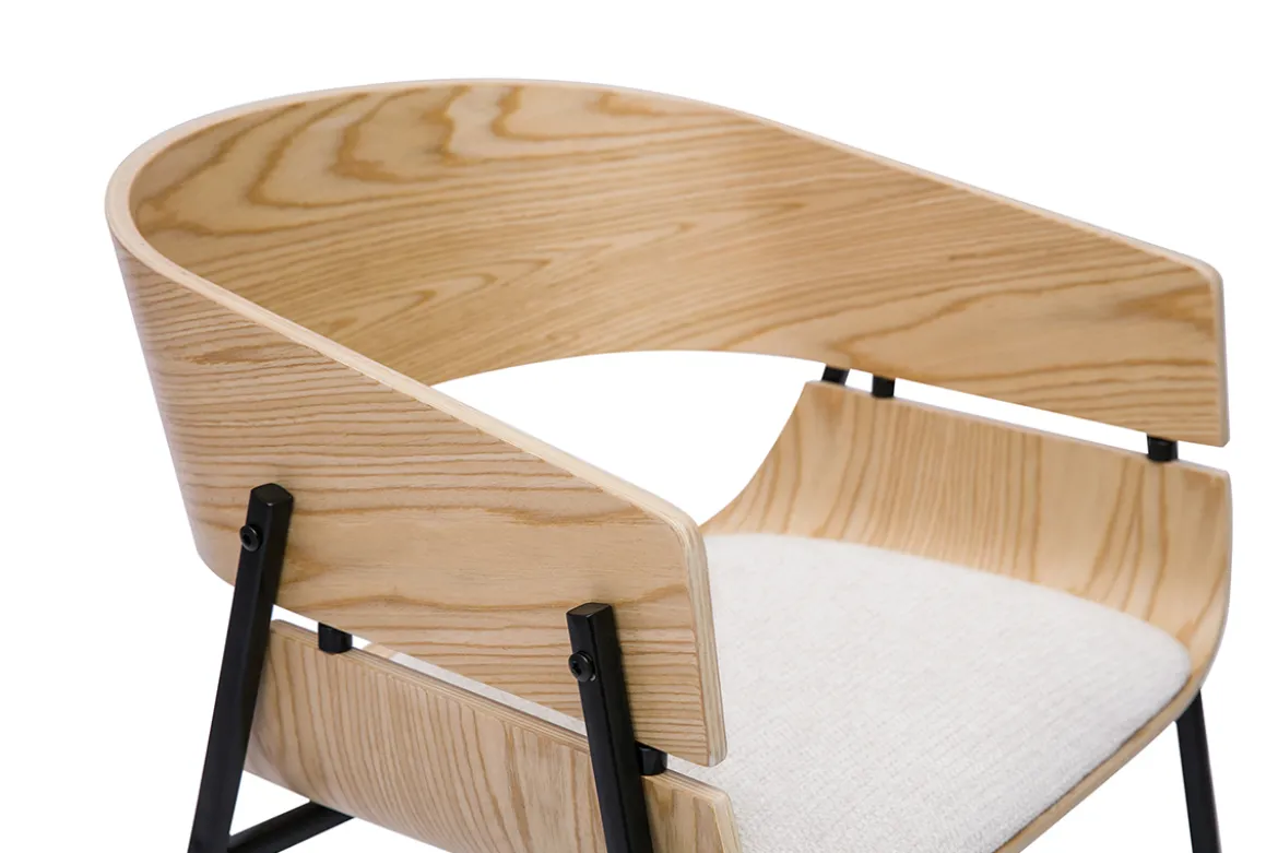 Chaises design bois clair et tissu chenille beige (lot de 2) WESS