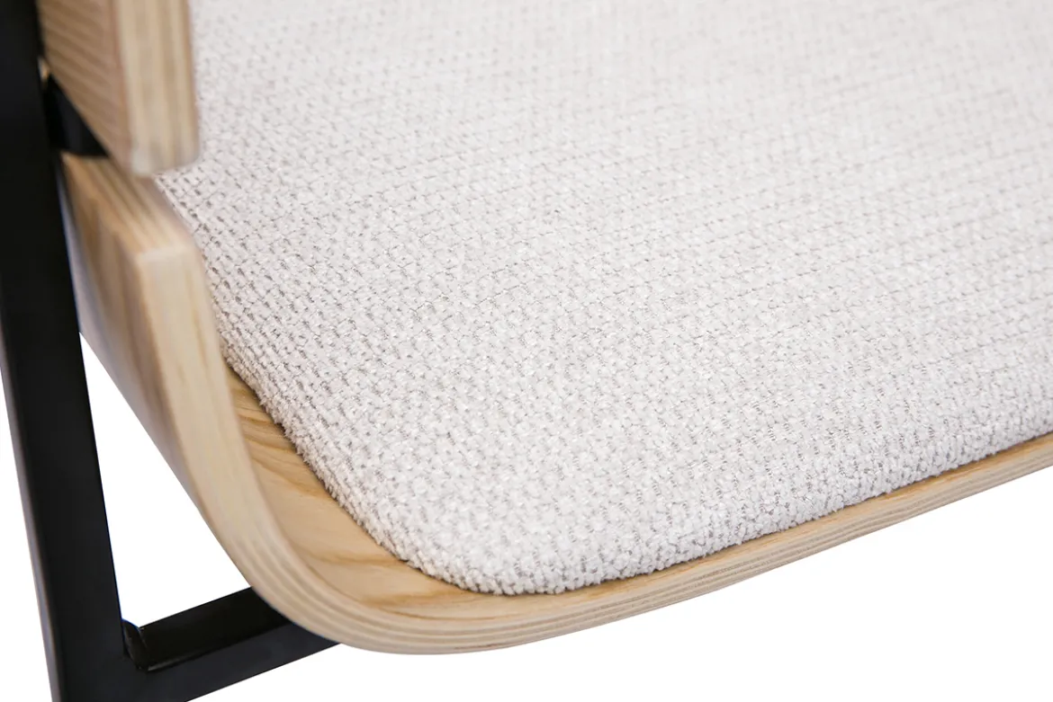 Chaises design bois clair et tissu chenille beige (lot de 2) WESS