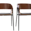 Chaises design bois foncé et métal noir (lot de 2) WESS
