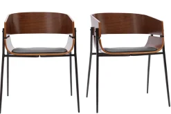 Chaises design bois foncé et métal noir (lot de 2) WESS