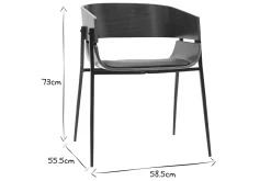 Chaises design bois foncé et métal noir (lot de 2) WESS