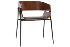 Chaises design bois foncé et métal noir (lot de 2) WESS