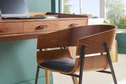 Chaises design bois foncé et métal noir (lot de 2) WESS