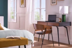 Chaises design bois foncé et métal noir (lot de 2) WESS
